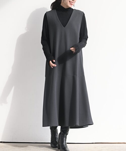 rps（アールピーエス）の「カルゼマーメイドジャンスカート（ジャンパースカート・レディース・チャコールグレー/ブラック/モカ/ダークネイビー・フリー）」の11枚目の写真