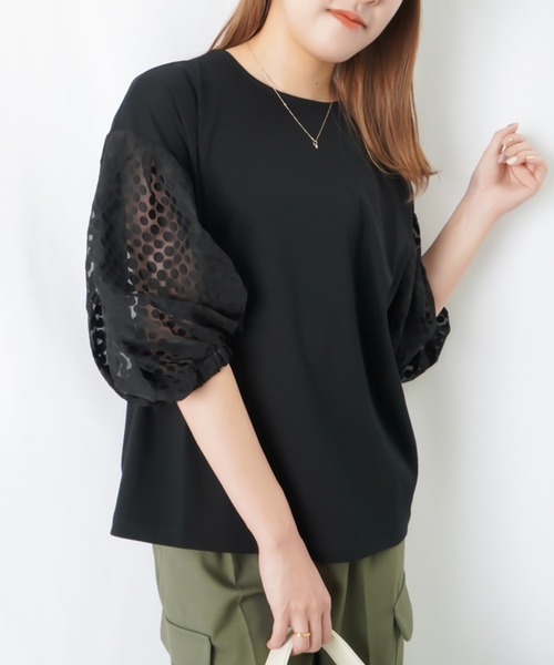 malla（マーラ）の「malla オパールスリーブカットソー（Tシャツ/カットソー・レディース・ライトグレー/オフホワイト/ブラック・FREE）」の17枚目の写真