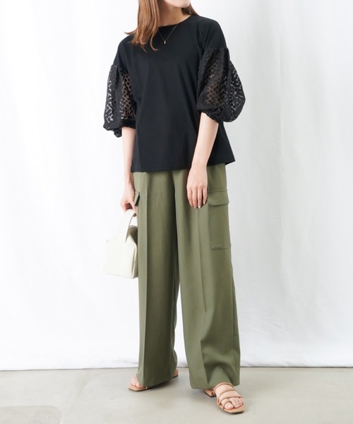 malla（マーラ）の「malla オパールスリーブカットソー（Tシャツ/カットソー・レディース・ライトグレー/オフホワイト/ブラック・FREE）」の18枚目の写真