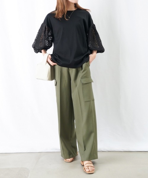 malla（マーラ）の「malla オパールスリーブカットソー（Tシャツ/カットソー・レディース・ライトグレー/オフホワイト/ブラック・FREE）」の19枚目の写真