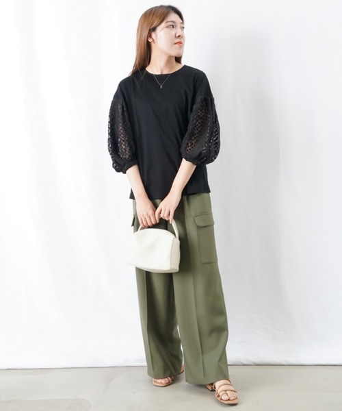 malla（マーラ）の「malla オパールスリーブカットソー（Tシャツ/カットソー・レディース・ライトグレー/オフホワイト/ブラック・FREE）」の20枚目の写真