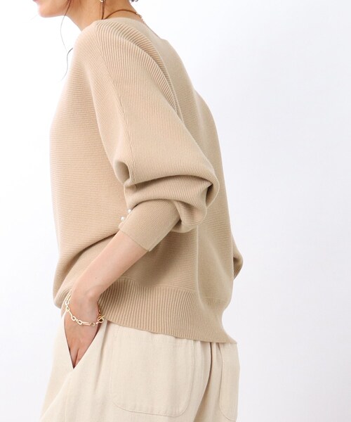 DRESKIP（ドレスキップ）の「◆【袖口のパールが上品見え】リブ編みドルマンスリーブ ニット（ニット/セーター・レディース・グリーン/ピンク系/イエロー/ライトベージュ/パープル系4/ブラック/チャコールグレー/ブルー・00）」の10枚目の写真