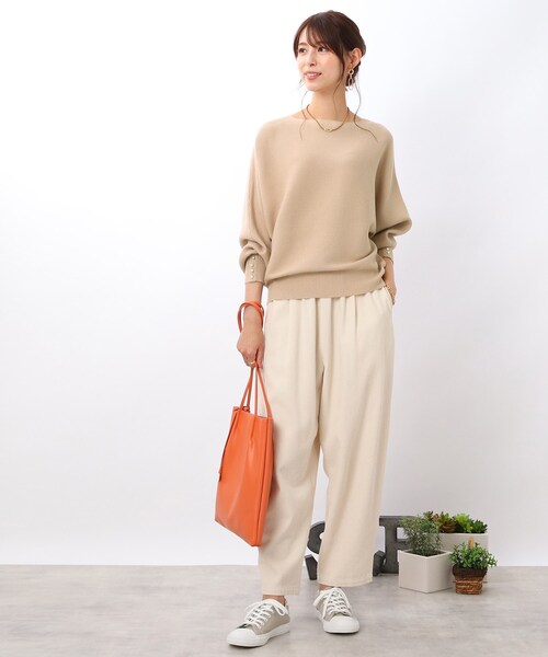 DRESKIP（ドレスキップ）の「◆【袖口のパールが上品見え】リブ編みドルマンスリーブ ニット（ニット/セーター・レディース・グリーン/ピンク系/イエロー/ライトベージュ/パープル系4/ブラック/チャコールグレー/ブルー・00）」の12枚目の写真