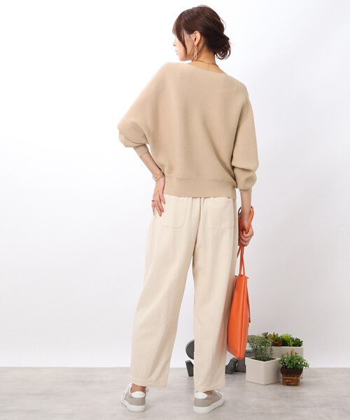 DRESKIP（ドレスキップ）の「◆【袖口のパールが上品見え】リブ編みドルマンスリーブ ニット（ニット/セーター・レディース・グリーン/ピンク系/イエロー/ライトベージュ/パープル系4/ブラック/チャコールグレー/ブルー・00）」の14枚目の写真