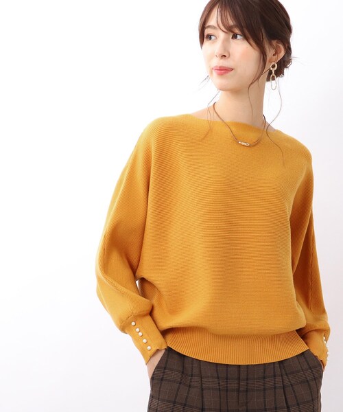 DRESKIP（ドレスキップ）の「◆【袖口のパールが上品見え】リブ編みドルマンスリーブ ニット（ニット/セーター・レディース・グリーン/ピンク系/イエロー/ライトベージュ/パープル系4/ブラック/チャコールグレー/ブルー・00）」の16枚目の写真