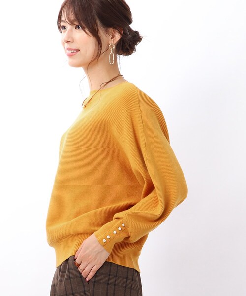 DRESKIP（ドレスキップ）の「◆【袖口のパールが上品見え】リブ編みドルマンスリーブ ニット（ニット/セーター・レディース・グリーン/ピンク系/イエロー/ライトベージュ/パープル系4/ブラック/チャコールグレー/ブルー・00）」の17枚目の写真