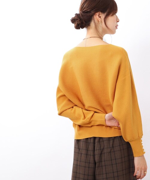 DRESKIP（ドレスキップ）の「◆【袖口のパールが上品見え】リブ編みドルマンスリーブ ニット（ニット/セーター・レディース・グリーン/ピンク系/イエロー/ライトベージュ/パープル系4/ブラック/チャコールグレー/ブルー・00）」の18枚目の写真