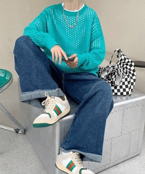 MGV（エムジーヴィー）の「メッシュルーズニット（ニット/セーター・メンズ・ホワイト/パープル/ブルー/ブラック・MEDIUM/X-LARGE/LARGE）」の16枚目の写真