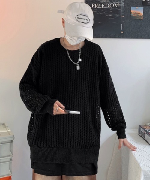 MGV（エムジーヴィー）の「メッシュルーズニット（ニット/セーター・メンズ・ホワイト/パープル/ブルー/ブラック・MEDIUM/X-LARGE/LARGE）」の14枚目の写真