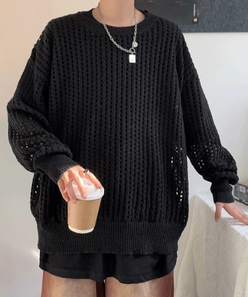 MGV（エムジーヴィー）の「メッシュルーズニット（ニット/セーター・メンズ・ホワイト/パープル/ブルー/ブラック・MEDIUM/X-LARGE/LARGE）」の12枚目の写真