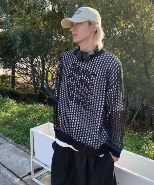 MGV（エムジーヴィー）の「メッシュルーズニット（ニット/セーター・メンズ・ホワイト/パープル/ブルー/ブラック・MEDIUM/X-LARGE/LARGE）」の6枚目の写真