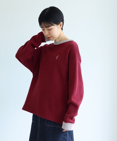 PAR ICI CHUNKY リブライン衿付き刺繍プルオーバー PAR ICI（パーリッシィ）の「CHUNKY リブライン衿付き刺繍プルオーバー