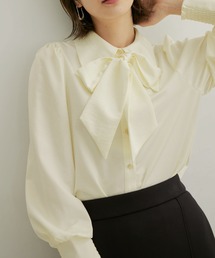 VIS | 【洗える】【リボン取り外し可能】ロングカラーシャツ(シャツ/ブラウス)