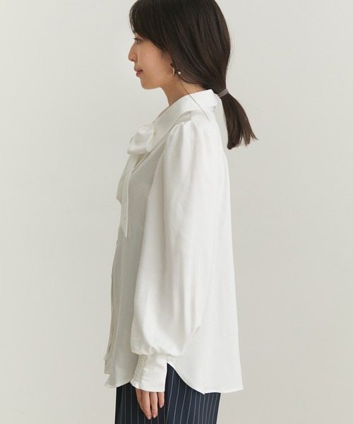 VIS（ビス）の「【洗える】【リボン取り外し可能】ロングカラーシャツ（シャツ/ブラウス・レディース・キナリ・FREE）」の12枚目の写真