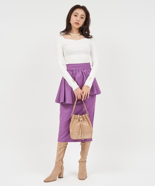 ROYAL PARTY（ロイヤルパーティー）の「ウォッシャブルオープンネックニットトップス（ニット/セーター・レディース・オフホワイト/ピンク/マルチ/ベージュ/ブラック・FREE）」の17枚目の写真