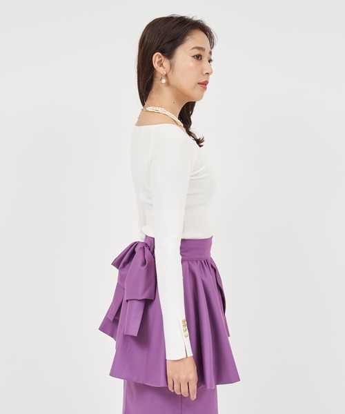 ROYAL PARTY（ロイヤルパーティー）の「ウォッシャブルオープンネックニットトップス（ニット/セーター・レディース・オフホワイト/ピンク/マルチ/ベージュ/ブラック・FREE）」の15枚目の写真