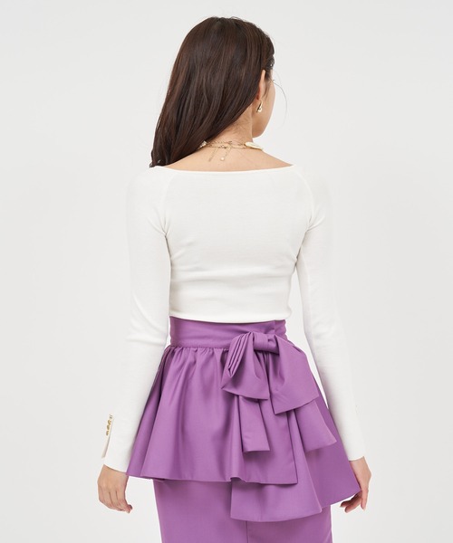 ROYAL PARTY（ロイヤルパーティー）の「ウォッシャブルオープンネックニットトップス（ニット/セーター・レディース・オフホワイト/ピンク/マルチ/ベージュ/ブラック・FREE）」の16枚目の写真