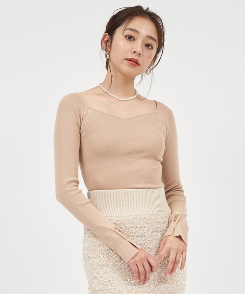 ROYAL PARTY（ロイヤルパーティー）の「ウォッシャブルオープンネックニットトップス（ニット/セーター・レディース・オフホワイト/ピンク/マルチ/ベージュ/ブラック・FREE）」の18枚目の写真