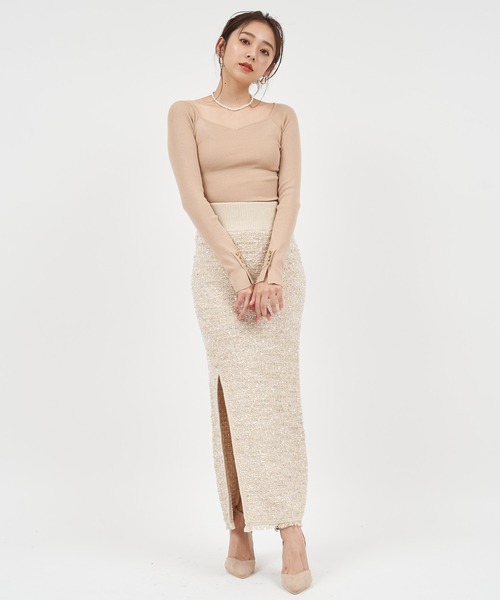 ROYAL PARTY（ロイヤルパーティー）の「ウォッシャブルオープンネックニットトップス（ニット/セーター・レディース・オフホワイト/ピンク/マルチ/ベージュ/ブラック・FREE）」の19枚目の写真