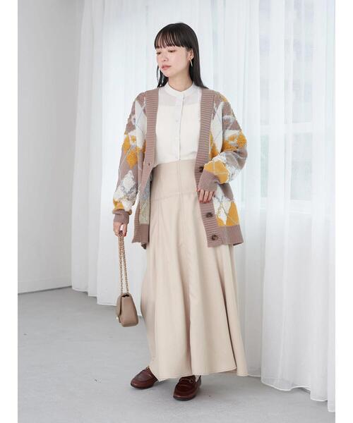 earth music&ecology(アースミュージックアンドエコロジー)の「ループ編みアーガイルカーディガン knit cardigan(カーディガン/ボレロ・レディース・グレー/イエロー/グリーン・FREE)」の20枚目の写真