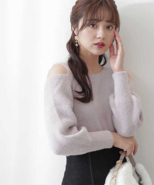 PROPORTION BODY DRESSING（プロポーションボディドレッシング）の「【美人百花11月号タイアップ 休井美郷さん着用商品】オープンショルダーニット / 1212270024（ニット/セーター・レディース・グレー/ブルー/ホワイト・FREE）」の11枚目の写真