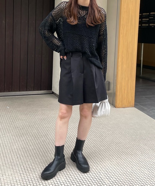 LE MORE（リモア）の「ハイウエストタックショートパンツ（その他パンツ・レディース・グレー/ブラック・FREE）」の5枚目の写真