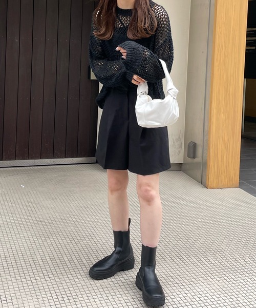 LE MORE（リモア）の「ハイウエストタックショートパンツ（その他パンツ・レディース・グレー/ブラック・FREE）」の7枚目の写真