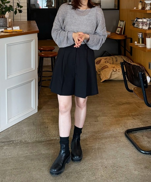 LE MORE（リモア）の「ハイウエストタックショートパンツ（その他パンツ・レディース・グレー/ブラック・FREE）」の8枚目の写真