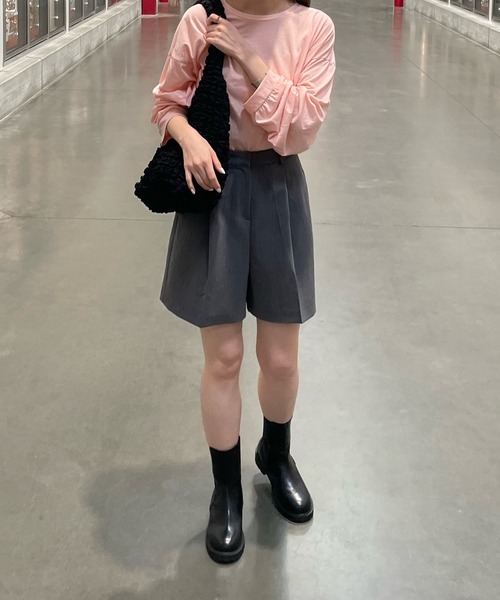 LE MORE（リモア）の「ハイウエストタックショートパンツ（その他パンツ・レディース・グレー/ブラック・FREE）」の11枚目の写真