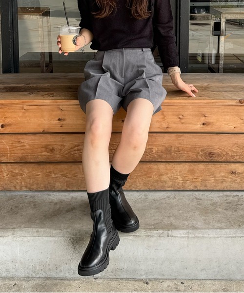 LE MORE（リモア）の「ハイウエストタックショートパンツ（その他パンツ・レディース・グレー/ブラック・FREE）」の14枚目の写真