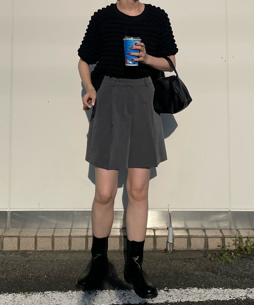 LE MORE（リモア）の「ハイウエストタックショートパンツ（その他パンツ・レディース・グレー/ブラック・FREE）」の16枚目の写真