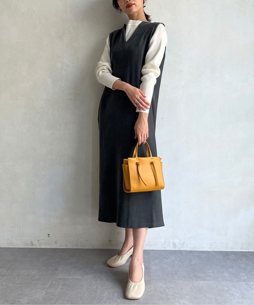 Chez toi（シェトワ）の「ニット×キーネックワンピース（ワンピース・レディース・チャコールグレー/ベージュ/ピンク・FREE）」の17枚目の写真