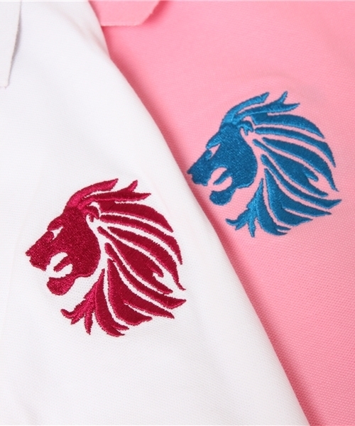 GIORDANO（ジョルダーノ）の「[GIORDANO]ライオンフェイス刺繍半袖ポロシャツ（ポロシャツ・レディース・ホワイト/ブラック/グリーン/ピンク・SMALL/LARGE/X-LARGE/MEDIUM）」の8枚目の写真