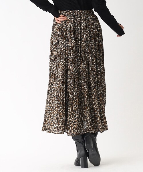 OPAQUE.CLIP（オペークドットクリップ）の「◆レオパードプリント プリーツフレアスカート（スカート・レディース・ブラウン系1/ブラウン系その他2・38/42/40/36）」の4枚目の写真