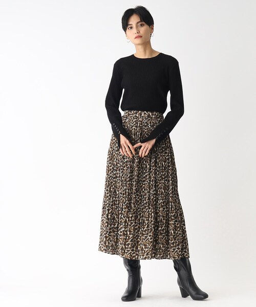 OPAQUE.CLIP（オペークドットクリップ）の「◆レオパードプリント プリーツフレアスカート（スカート・レディース・ブラウン系1/ブラウン系その他2・38/42/40/36）」の5枚目の写真