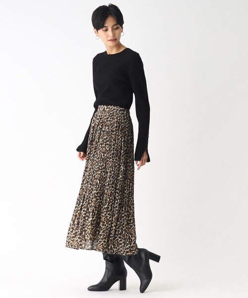 OPAQUE.CLIP（オペークドットクリップ）の「◆レオパードプリント プリーツフレアスカート（スカート・レディース・ブラウン系1/ブラウン系その他2・38/42/40/36）」の6枚目の写真