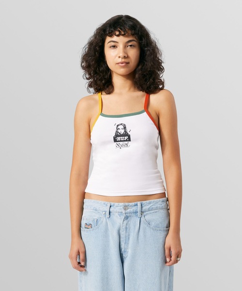 HUF(ハフ)の「X-GIRL BAD GYAL TANK / HUF X-girl タンクトップ コラボ(タンクトップ・レディース・ホワイト・MEDIUM/SMALL)」の1枚目の写真