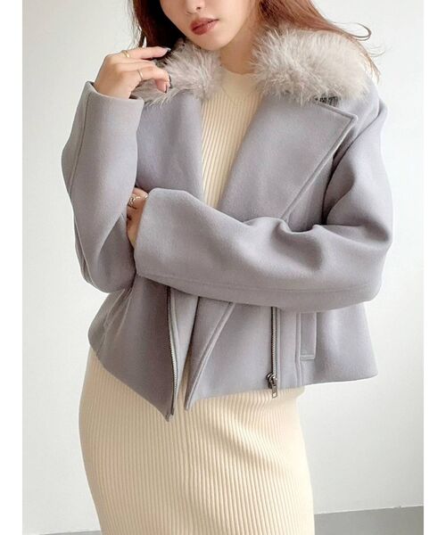 RESEXXY（リゼクシー）の「ポイントファージャケット（その他アウター・レディース・ベージュ/ブラック/ブルー・FREE）」の3枚目の写真