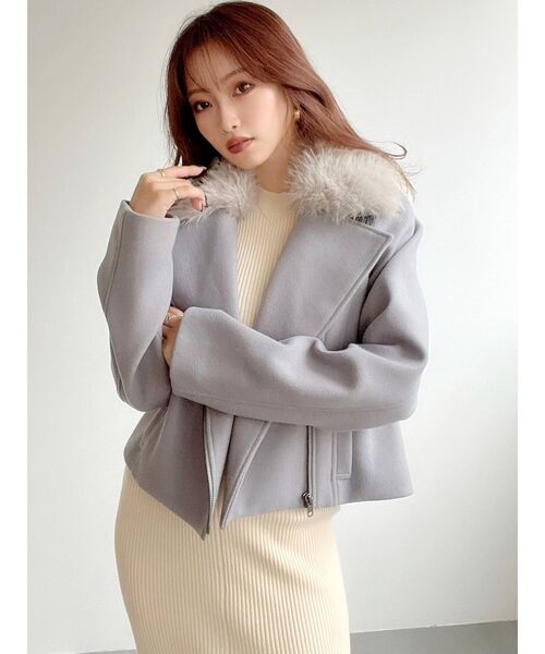 RESEXXY（リゼクシー）の「ポイントファージャケット（その他アウター・レディース・ベージュ/ブラック/ブルー・FREE）」の7枚目の写真