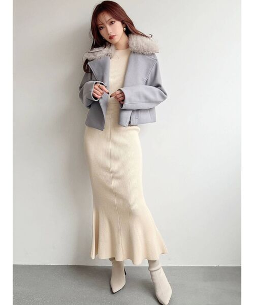 RESEXXY（リゼクシー）の「ポイントファージャケット（その他アウター・レディース・ベージュ/ブラック/ブルー・FREE）」の8枚目の写真