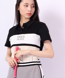 CECIL McBEE green ライン&バイカラーポロシャツSS GOLF