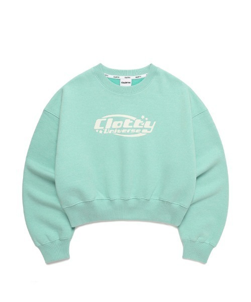 CLOTTY（クロッティ）の「A'GEM/9 × .kom『CLOTTY/クロッティ』UNIVERSE LOGO CROPPED SWEAT-SHIRT/ユニバースロゴ クロップド丈  スウェットシャツ（スウェット・レディース・ブルー/グリーン・FREE）」の9枚目の写真