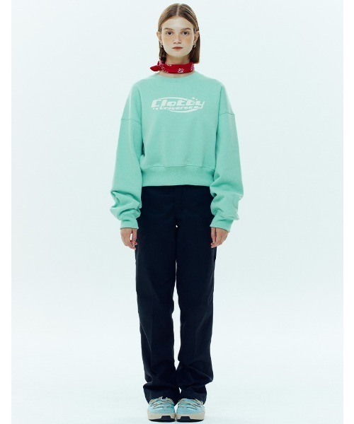 CLOTTY（クロッティ）の「A'GEM/9 × .kom『CLOTTY/クロッティ』UNIVERSE LOGO CROPPED SWEAT-SHIRT/ユニバースロゴ クロップド丈  スウェットシャツ（スウェット・レディース・ブルー/グリーン・FREE）」の15枚目の写真