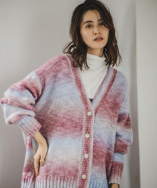 LEPSIM（レプシィム）の「3ゲージグラデーションニットカーデ　175288（カーディガン/ボレロ・レディース・パープル系/グリーン系/カーキ系・FREE）」の18枚目の写真