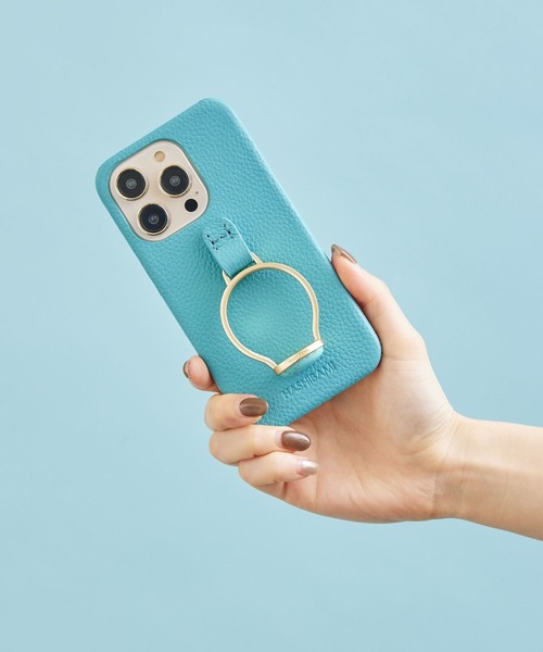 HASHIBAMI（ハシバミ）の「【HASHIBAMI】天然石リング iPhoneケース ※iPhone14pro 用（スマホケース/カバー・レディース・ライラック/グレイッシュブルー/シルバー/グレー/ライトグリーン/ライトピンク/ターコイズブルー/サンドベージュ・FREE）」の4枚目の写真