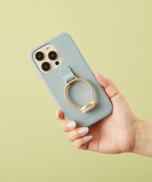 HASHIBAMI（ハシバミ）の「【HASHIBAMI】天然石リング iPhoneケース ※iPhone14pro 用（スマホケース/カバー・レディース・ライラック/グレイッシュブルー/シルバー/グレー/ライトグリーン/ライトピンク/ターコイズブルー/サンドベージュ・FREE）」の5枚目の写真