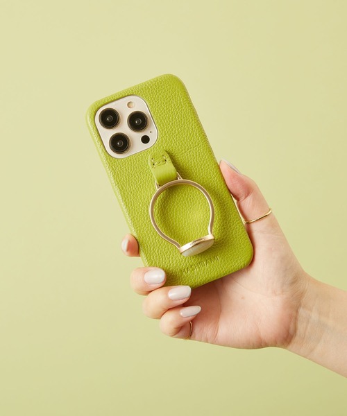 HASHIBAMI（ハシバミ）の「【HASHIBAMI】天然石リング iPhoneケース ※iPhone14pro 用（スマホケース/カバー・レディース・ライラック/グレイッシュブルー/シルバー/グレー/ライトグリーン/ライトピンク/ターコイズブルー/サンドベージュ・FREE）」の3枚目の写真