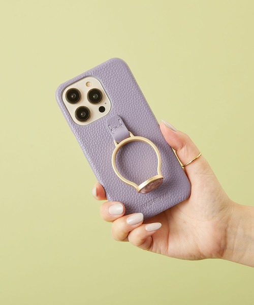 HASHIBAMI（ハシバミ）の「【HASHIBAMI】天然石リング iPhoneケース ※iPhone14pro 用（スマホケース/カバー・レディース・ライラック/グレイッシュブルー/シルバー/グレー/ライトグリーン/ライトピンク/ターコイズブルー/サンドベージュ・FREE）」の12枚目の写真