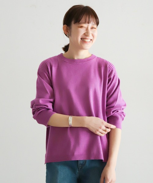 NOMBRE IMPAIR（ノンブルアンペール）の「強撚コットン　ワイドP/O（ニット/セーター・レディース・サックスブルー/グリーン/イエロー/パープル・FREE）」の3枚目の写真