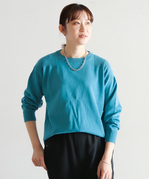 NOMBRE IMPAIR（ノンブルアンペール）の「強撚コットン　ワイドP/O（ニット/セーター・レディース・サックスブルー/グリーン/イエロー/パープル・FREE）」の2枚目の写真
